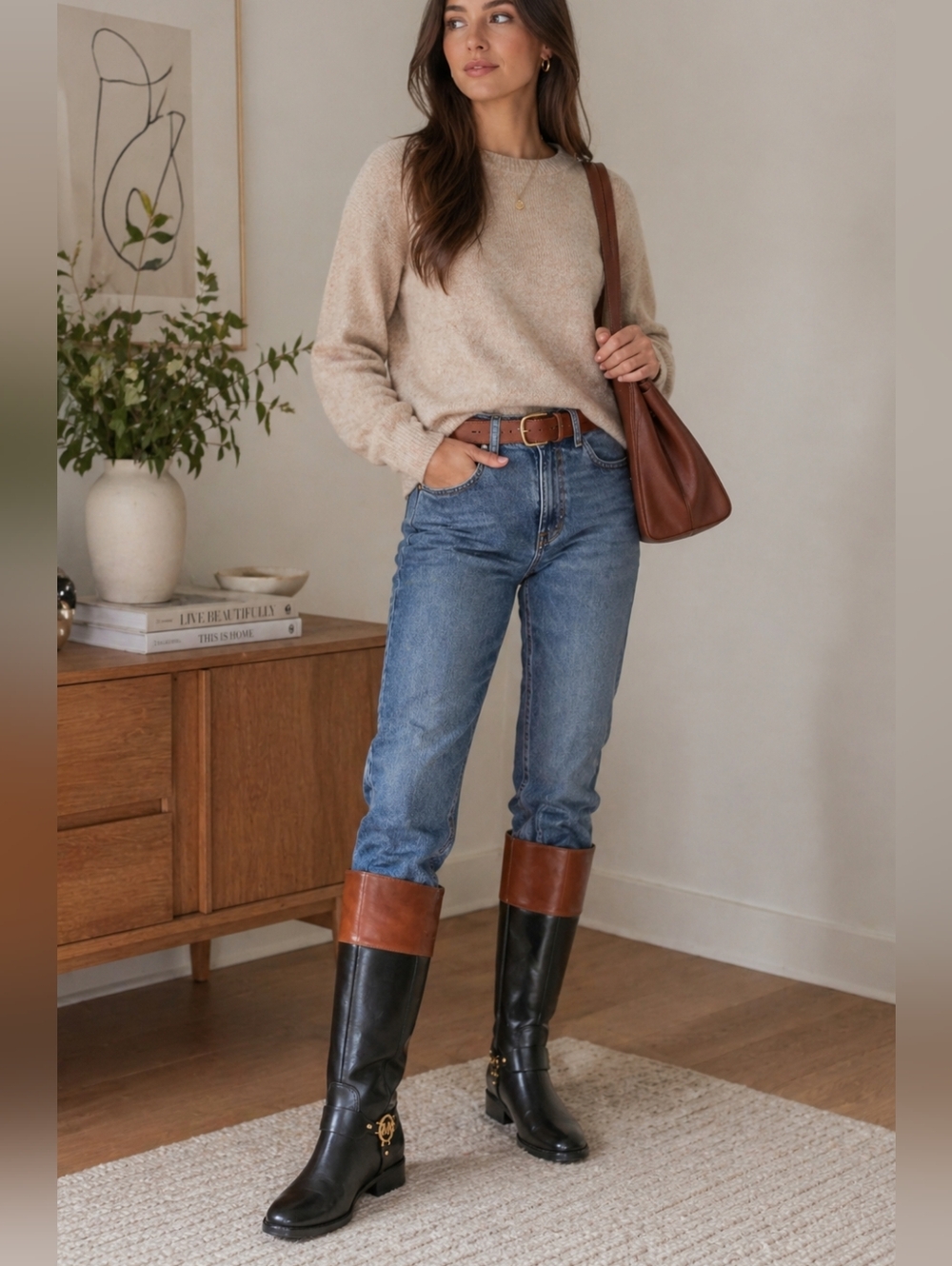 Michael Kors Fulton Harness Leather Riding Boots 6.5M